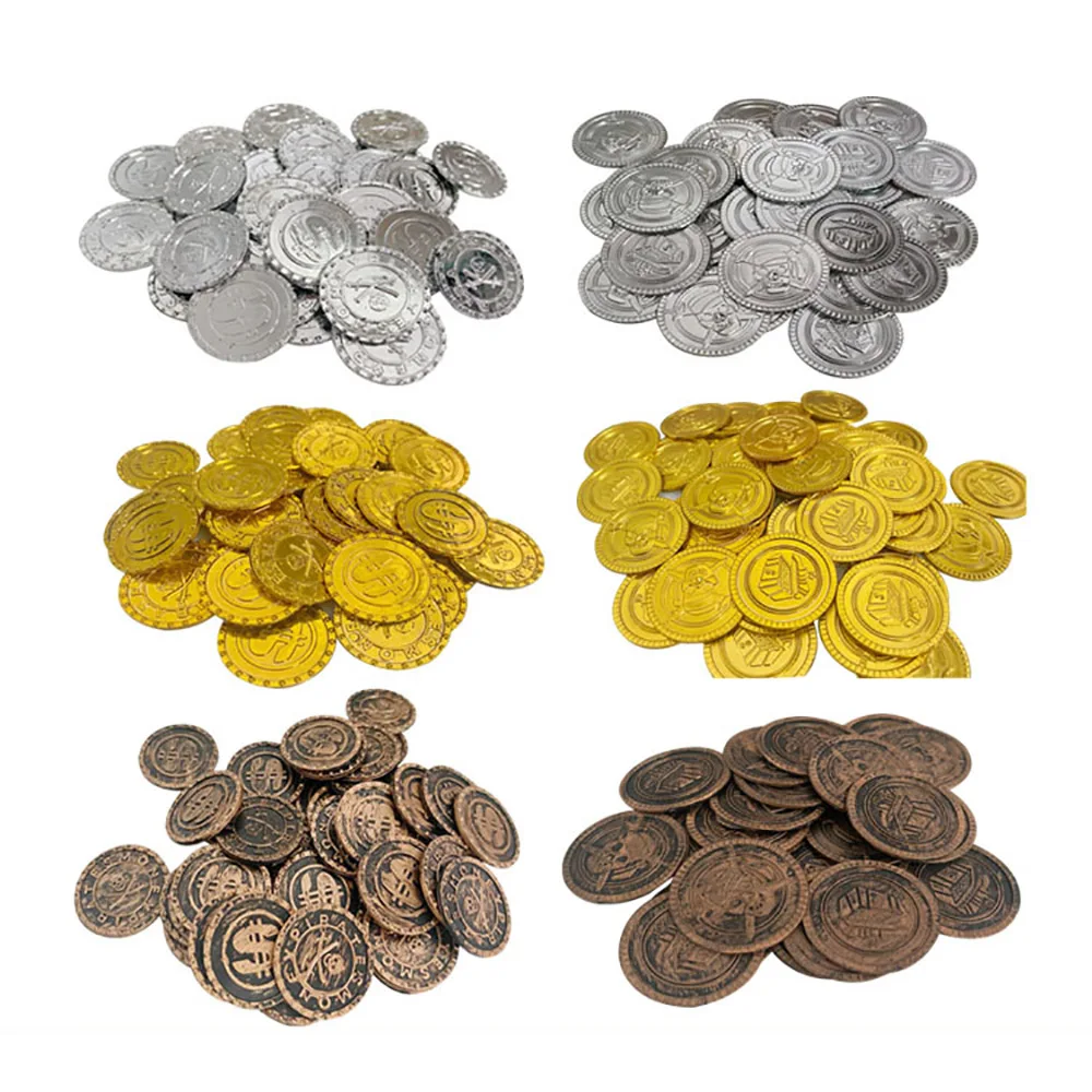Arcade Game Coin - 100/200 adet plastik korsan altın gümüş